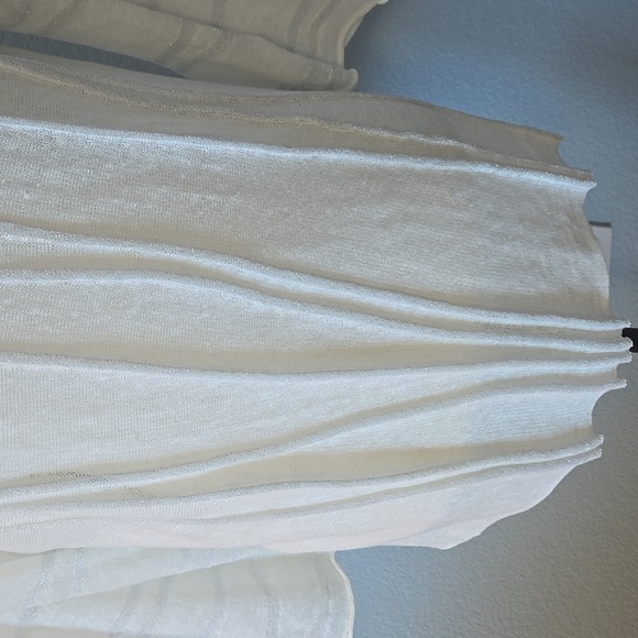 JENNIFER TATTANELLI Casini White Metallic 3/4 Sleeve Linen Sweater SZ L (46 IT) - Picture 3 of 15